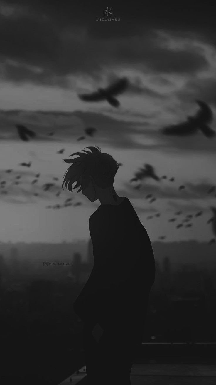 alone sad dp black