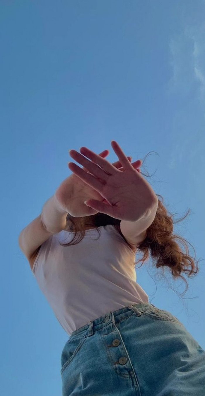 mysterious girl hidden face image